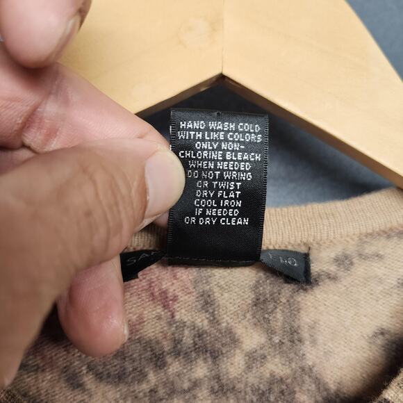 Sarah Spencer Sweater Womens Large Brown Pink Floral Angora Wool Cardigan Roses - Picture 4 of 14